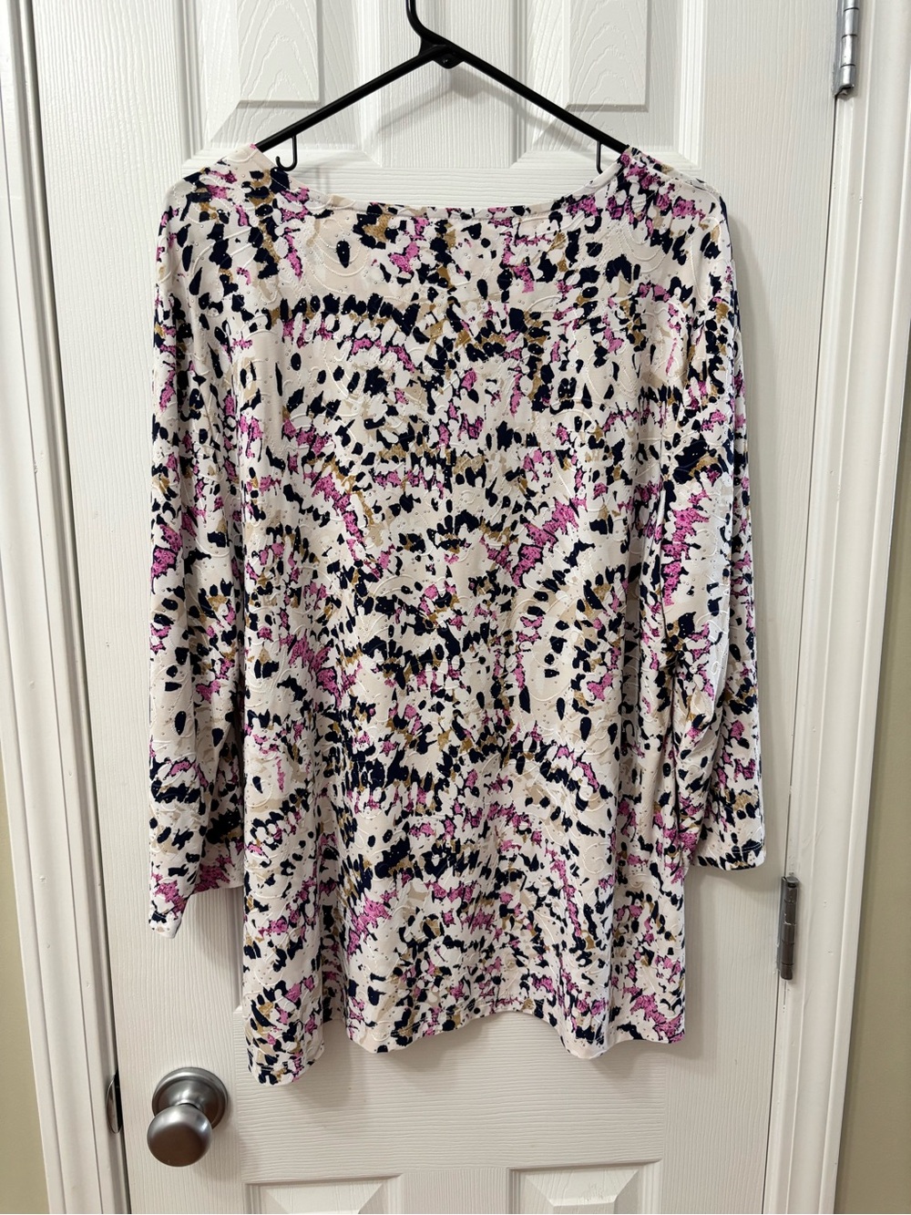JM Collection Plus Size XXL Textured Print 3/4 Sleeve Scoop Neck Tunic Top - Picture 7 of 7
